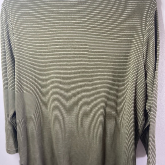 Liz Claiborne Olive Green Striped Long Sleeve Top - Picture 7 of 7